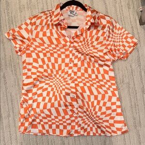 Orange and White Checkered Shirt